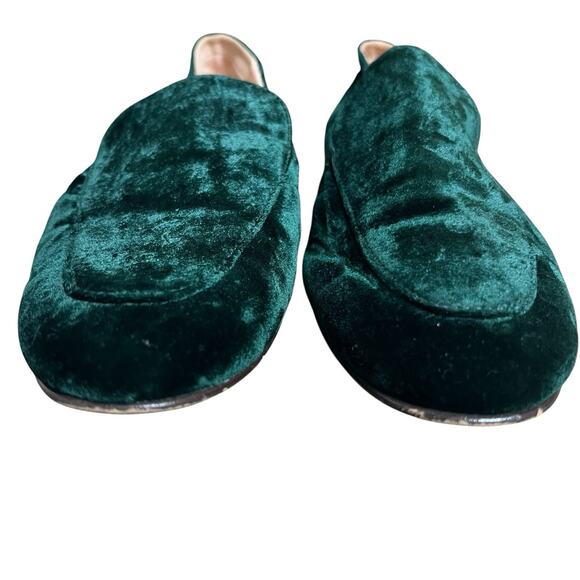 J Crew Green Cecile Smoking Velvet Slipper Loafers Size 8 - Picture 4 of 12